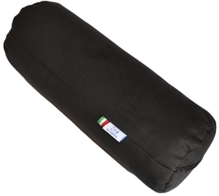 GM Almohada cilíndrica Cervical para Cuello, Espalda y piernas 40x15 cm Fabricada en Italia con Funda de Tela Resistente al Agua y a Las Manchas, Negro
