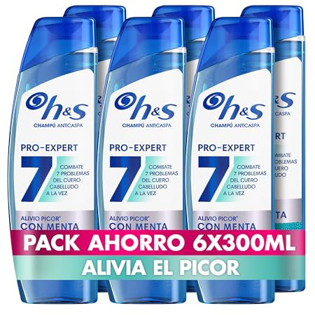 H&S Champú Anticaspa Pro-Expert 7 Alivio del Picor 300ml. Combate 7 Problemas del Cuero Cabelludo para Protección Completa