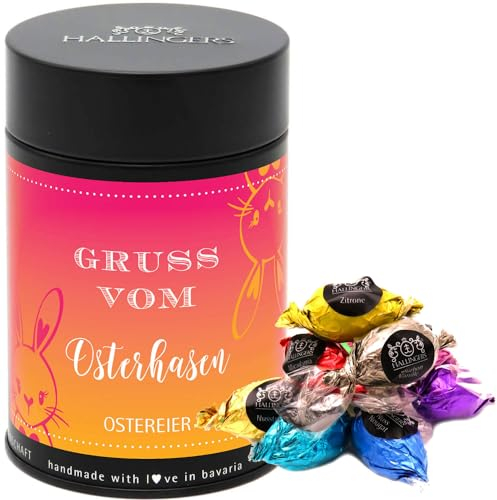 Hallingers Ostergeschenke für Osterkörbchen zu Ostern, Pralinen Ostereier handgemacht ohne Alkohol - Made in Germany