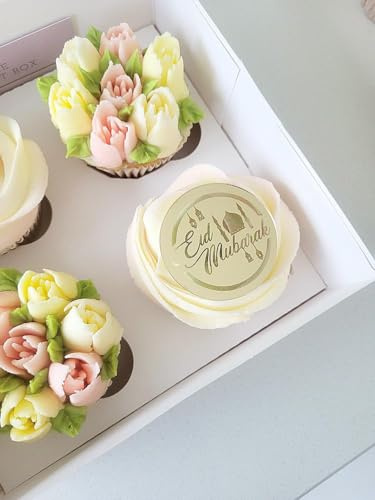 Party Station Gold Eid Cupcake Toppers, 6 Pieces, 2 Inches, Acrylic, Cake Decorations