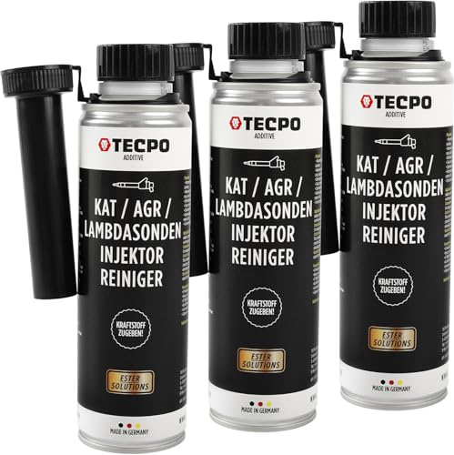 TECPO Benzinadditiv AGR Ventil Reiniger 3X 300ml Motorsystemreiniger Katalysator Lambdasonde Drosselklappe Injektor Additiv