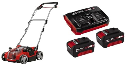Einhell Akku-Vertikutierer-Lüfter GE-SC 36/35 Li Power X-Change (36 V, 35 cm Arbeitsbreite, klappbarer Führungsholm, inkl. 2X 3,0 Ah Akkus und Twincharger)