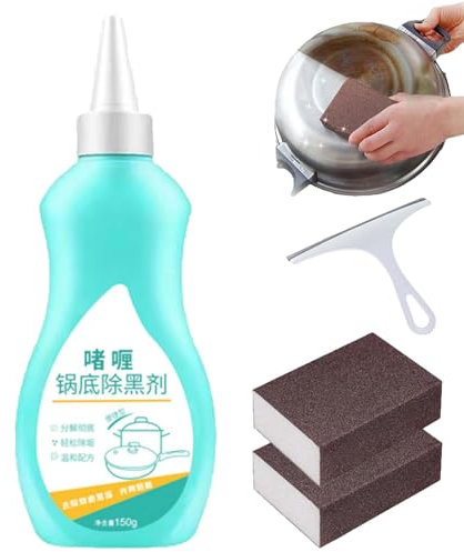Magic Gel Cleaner per pentole e padelle, detergente per pentole per fondo pentole, detergente gel per fondo pentola, detergente per pentole in gel, agente annerente per ferro bruciato, detergente per