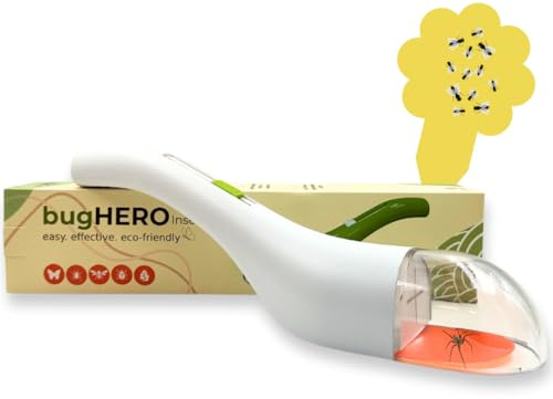 BugHERO Insektenfänger lebend mit extra großer Öffnung zum leichteren Treffen - Spinnenfänger - Umweltfreundliche Verpackung - Gratis Mückenfalle Gelbsticker geschenkt (Weiß)