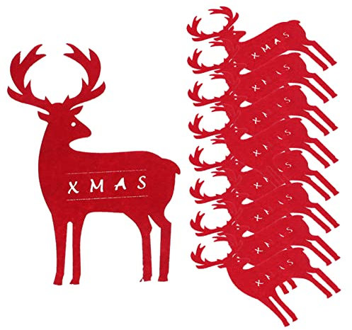 Garneck Pièces à Couverts Elk à argenterie de Rangement pour argenterie Range Couverts Noel Pochette Couvert Noel fourches Porte-Vaisselle de noël Feutrine Rouge
