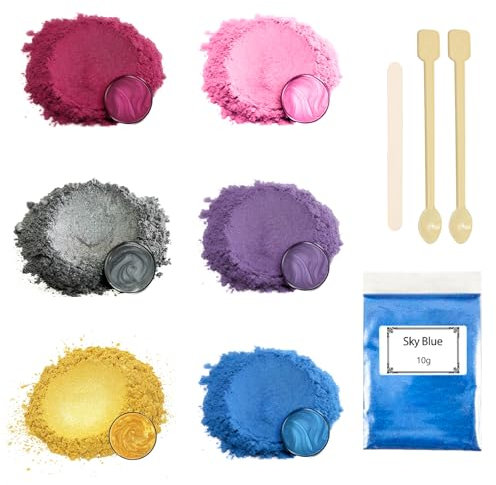 Ovaletta 6 Epoxidharz Farbe 10g,Mica Powder, Kerzen Selber Machen Set, Farbpigmente für Gießpulver, Badebomben Selber Machen, Diy Pigmentpulver für Seifenfarbe, Kerze, Kosmetischer, Schleim