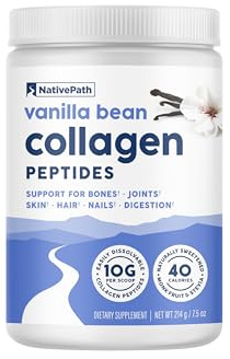 NativePath Collagen Peptides - Hydrolyzed Type 1 & 3 Collagen. Keto & Paleo Grass-Fed Protein Powder for Hair, Skin, Nails, Bones, Joints, Digestion and More - No Gluten or Dairy (Vanilla Bean, 214g)