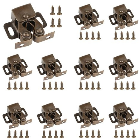 Möbelschnäpper 10 Stück Doppel-Rollenschnäpper Schranktür Tür Latch Fang stark Schnäpper Schranktür Schrankverschlüsse für Küche Schranktüren Schränke