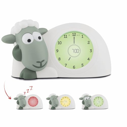 ZAZU Sam The Lamb-klocka – Schlafcoach klocka och nattlampa för barn | Ger ditt barn med visuella indikatorer när det ska vakna | Justerbar ljusstyrka | automatisk avstängning (sag)