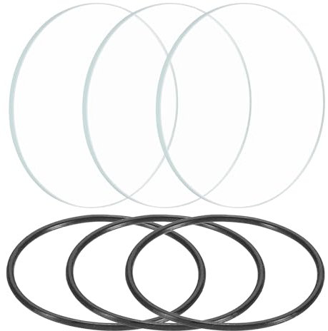 PATIKIL 1.5 Dia LED Lens, 3 Set Polished Edge Flashlight Replacement Parts Glass Lens with Silicone Ring for Light Source Lens Replacement, Transparent