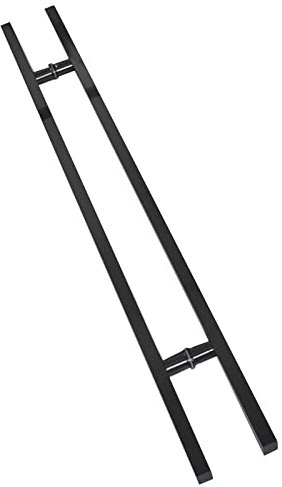 Maniglia per porta scorrevole in acciaio inox nero opaco per porte in legno, 80 cm, maniglia tradizionale per porte scorrevoli per garage e uso esterno