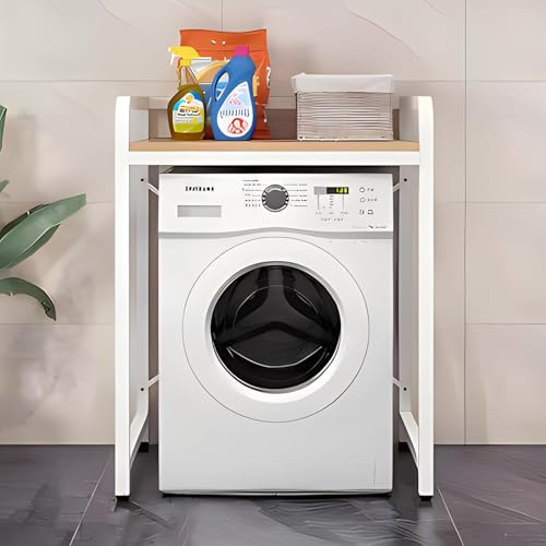 Mueble Lavadora Secadora, Unidad De Almacenamiento Sobre Lavadora Para Lavandería, Estantería Encima De Lavadora, Para Lavadora Para Baño, Cocina, Balcón, Lavandería, Carga 300KG(White+yellow)