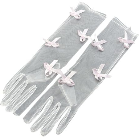Limtula Tüll Handschuhe Für Themen Event Kleiderhandschuhe Weibliche Abendparty Zeremonielle Handschuhe Schleife Transparente Handschuhe Braut Handschuhe
