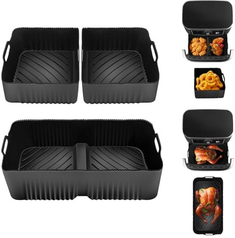 Kabdawove Silicone Air Fryer Liners Reusable, Airfryer Basket Baking Tray for Ninja AF500UK 10.4L/Cosori 10L/Duronic 10L - Wide Application for Air Fryer, Oven, Microwave & Refrigerator
