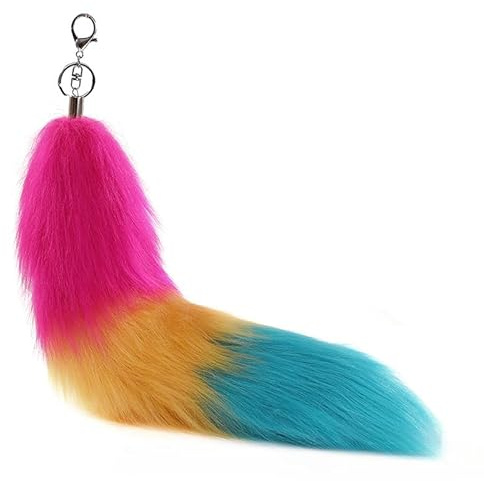 Nocyclonic Fox tail Fell Schwanz Keychain Extra Tierschwanz Anhänger etwa 40cmGroß Schlüsselring Tasche Zusätze Auto Schlüsselketten Anhänger Weich Flaumig Dicht Dekoration