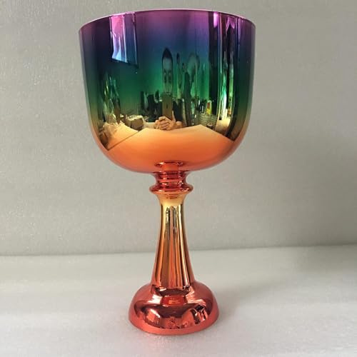3ème Octave de Couleur mélangée d'environ 6,5 Calice Chantant en Cristal Chakra Couronne Parfait B Note pour la thérapie sonore Standard 432 Hz.