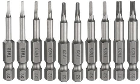 sourcing map 10pcs Magnetico Triangolo Cacciavite Bit TA18-TA30 1/4 Hex Shank 2 (50mm) Lungo Magnetico S2 Acciaio Industriale Grado Cacciavite Bit Triangolare Testa Trapano Elettrico Punte