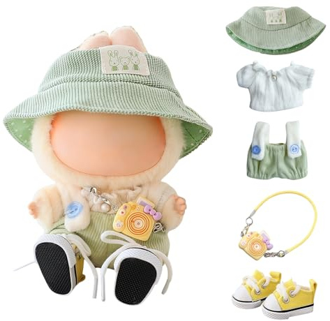 Vestiti per Lu bubu 17 cm Bambole Accessori (senza bambola), Set di 5 pezzi con bavaglino per abito da bambola da 17 cm, elegante tuta per bambole, set di abbigliamento di ricambio con cappello