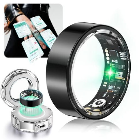 Lozltx Smart Ring 2025 Innovation【JZ5.0-Chip】【IP68 & Militärgeprüftes Titan-Design 】 Smartring Fitness Ring- 200 Modi für Android IOS Smartringe für-Schwarz#12
