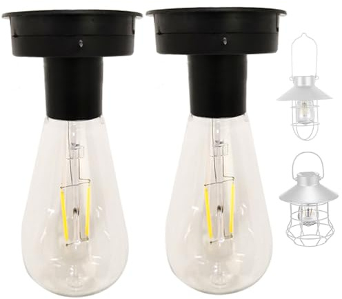 2-teiliges Ersatzoberteil für Solarleuchten, 2, 75 Zoll Ersatz-Solarlichtoberteile mit Glühbirne, wasserdichtes Laternenzubehör, Werkzeuge für selbstgemachte Außenlaternen, Solar-Ersatzlichter für