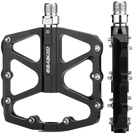 Gineyea Mountain Bike Pedals, Universal Fit Bicycle Pedals Aluminum 9/16 Sealed Bearing Lightweight Wide Flat Platform for Road Mountain BMX MTB Bike