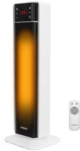 Aigostar Chauffage d'appoint Silencieux 2000W, Chauffage Electrique Soufflant Economique avec Thermostat, Télécommande, Oscillation 70°, Minuterie 24H, Mode Éco, Radiateur PTC Céramique, Blanc