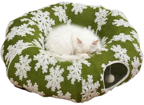Matoebyr Katzentunnel Katzenbett, Flauschiges Plüsch Donut-Tunnelbett Für Haustiere Mit Waschbarem Kissen Und Hängendem Ball, Für Kätzchen, Welpen Und Kaninchen