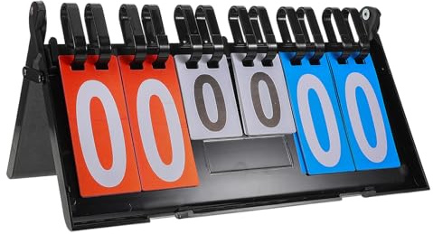SUPVOX Marcador Portátil Deportivo Multifuncional para Baloncesto, Voleibol y Tenis de Mesa, Tablero de Puntuación Plástico Resistente y Plegable, Marcador Flip para Partidos, 99-99