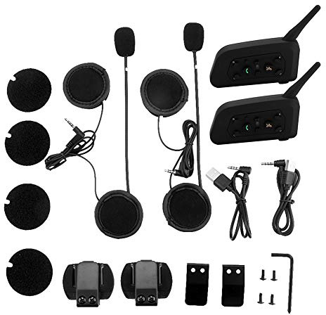 Klanata V6 Pro Bluetooth Interfono per casco moto, di comunicazione wireless multi-pilota con portata di 1200 m per 6 ciclisti, Batteria a lunga durata da 850 mAh, Include clip di