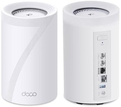 TP-Link Deco 7 Pro BE17000 Tri-Band Wi-Fi 7 Whole Home Mesh System | 9-Stream 17Gbps | 10G RJ45/SFP+ Combo | Multi-Gig Wired Backhaul | Up to 6,300 Sq.ft | HomeShield, MLO, 320 MHz (Deco BE77 2-Pack)