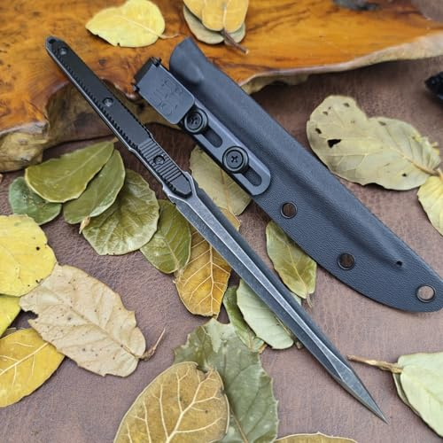 huaao Outdoor Messer Survival Jagdmesser, Full-Tang Feststehende Klingemit mit Kydex Scheide, 440C Stahl, Bushcraft Messer
