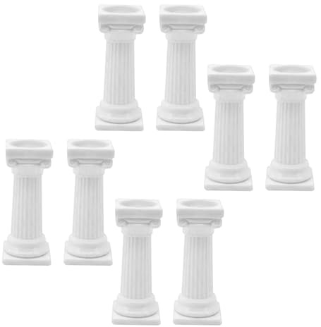 Zunate 8PCS Roman Pillars Vintage Plastic Column for Cake Separators, Miniature Garden Decor, Classical Centerpiece Bases for Special Occasions, Food Grade Plastic (Small Size 7.5cm/3in 61g/2.2oz)