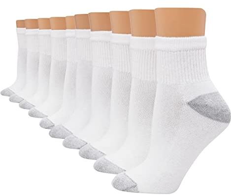Hanes Womens Value, Ankle Soft Moisture-wicking Socks, Available In 10 And 14-packs Athletic-socks, White - 10 Pack, 8-12 US
