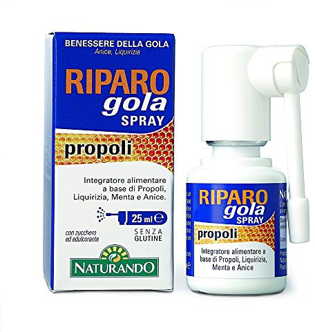 Naturando Riparo Gola Spray a base di Propoli ed estratti vegetali - Rapido Sollievo per Gola e Faringe - 25 ML
