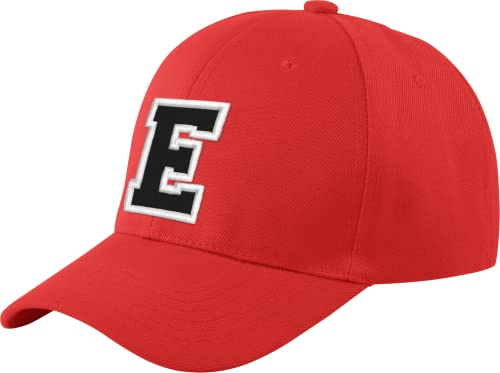 Morefaz New Baseballkeps röd keps pojke flicka barnhatt unisex A-Z alfabet (E)