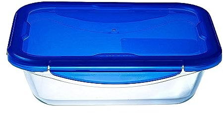 Pyrex - Cook & go - Boîte Rectangulaire en Verre avec Couvercle Hermétique et Étanche Ø 30 cm - - Cuisinez au four, Conservez et Emportez