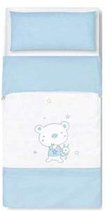 Pirulos 34013013 - Saco nórdico, diseño osito star, algodón, 72 x 142 cm, color blanco y azul