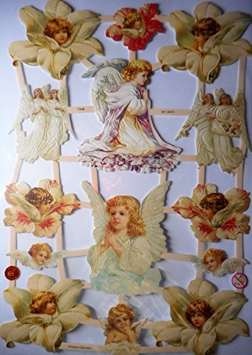 Glanzbilder Engel Liebe Blumen beten EF 7348 Oblate Posiebilder Scrapbook Deko GWI 438