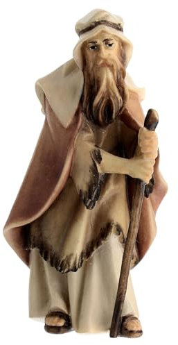 Alter Hirte mit Stock 10cm Grödnertal Holz Mod. Original