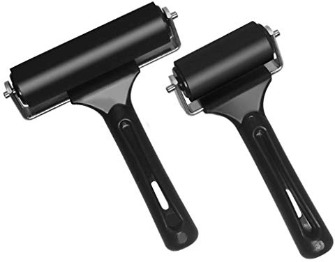 GuDoQi Gummiwalze, 2 Stück Andrückwalze (6 & 10 cm), Linoldruck Set für Druckgrafiken, Tapeten, Blockdruckstempeln, Anti-Rutsch-Klebeband, Bauwerkzeuge