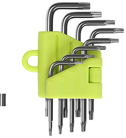 LIHAO 8x Innensechskantschlüssel Set Torx Schlüssel Winkelschlüsseln, Sternförmig TX-Schlüssel mit Klapphalter