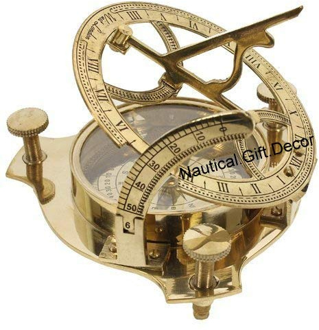 Nautical.Gift.Decor Bussola meridiana da 4 pollici - quadrante solare in ottone massiccio