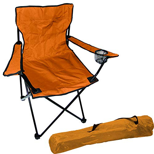 Fauteuil de pêche, de camping, pliable, avec porte-gobelet et sac Orange