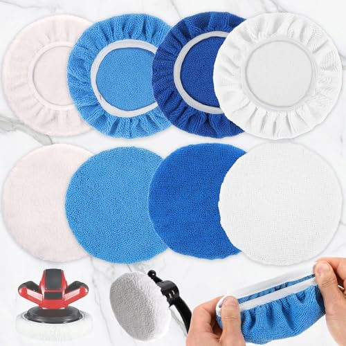 8 Teilige Polisher Pad Bonnet, Polierhaubenset Polierscheibe, Polieren Polierhauben Polieren, zum Glaspolieren, Bodenpolieren, Reinigen