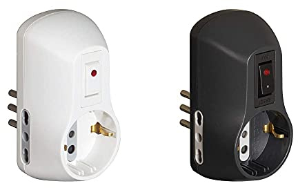 BTicino S3610Db Kit Adattatore Safe 1 Presa Standard Tedesca E 2 Prese 10A, Interruttore Di Sicurezza & S3610Gb Kit Adattatore Safe 1 Presa Standard Tedesca E 2 Prese 10A, Interruttore Di Sicurezza