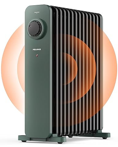 PELONIS Electric Radiator with Adjustable Thermostat and 3 Heat Settings, Oil Filled Heater with Overheat Protection (2500W, Knob Control)