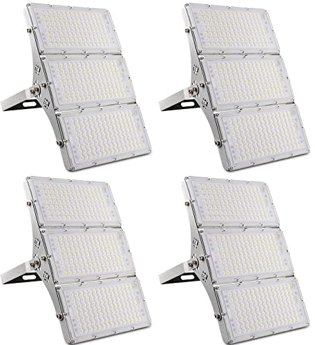 Sararoom Projecteur Extérieur 300W 30000LM 6500K Blanc Froid - Lampe de Sécurité LED Imperméable IP65 - Idéal pour Jardin, Garage, Couloir, Terrasse (4 Pièces)