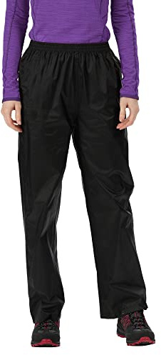 Hazy Blue Womens Waterproof Over Trousers Rain Pants Overtrousers for Ladies Rainwear Walking Clothing (L - 14-16, Black)