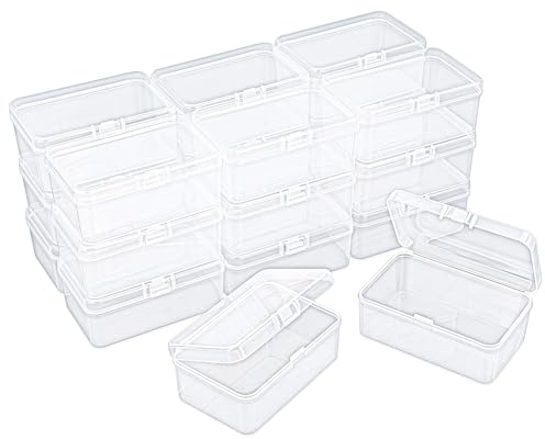 20 Stück rechteckige transparente Kunststoff-Aufbewahrungsbehälter mit Scharnierdeckel für Perlen und andere kleine Bastelartikel (8,5 x 5,5 x 3,5 cm)