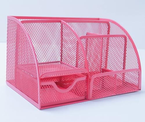 Sinxioer Desk organizer Schreibtisch Organizer,Mesh Metall Büroablage mit Stiftehaltern & Schublade, 6 Sortierfächer für Stifte, Stifthalter, Hefter,Haftnotizen, Multifunktions -Organisator